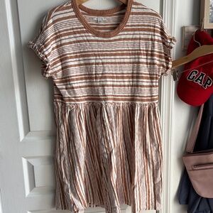 American Eagle Outfitters Brown and White Striped Midi Dress